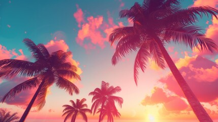 Fototapeta na wymiar summer background tropical palm trees