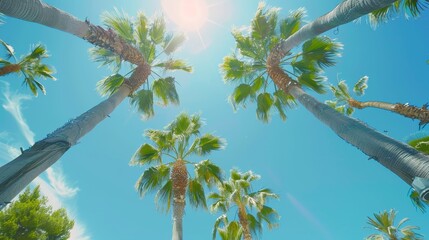 summer background tropical palm trees