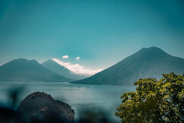 volcano Toliman and San Pedro, Lake Atitlan, Guatemala