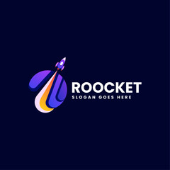 Vector Logo Illustration Rocket Gradient Colorful Style