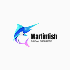 Vector Logo Illustration Marlin Fish Gradient Colorful Style