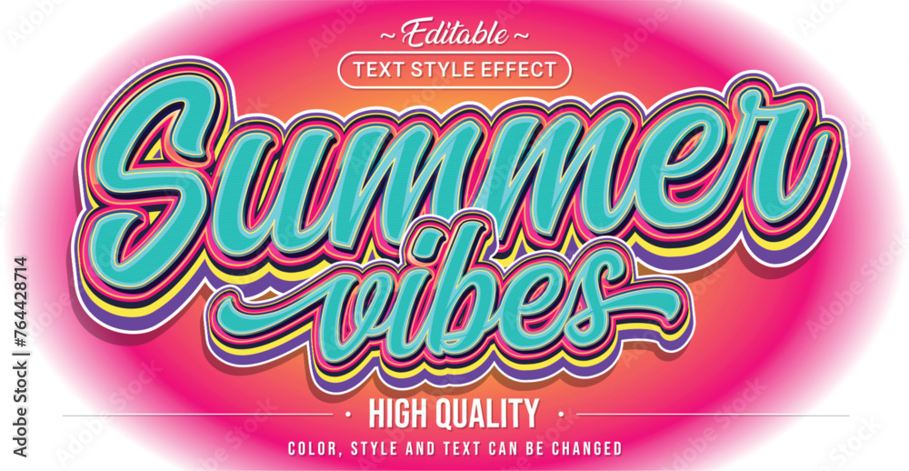 Poster Editable text style effect - Summer Vibes text style theme.