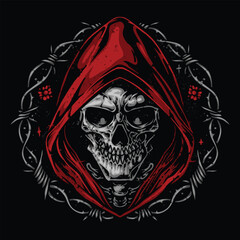 skull wearing hood vector illustration