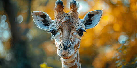 Giraffe Looking At Camera Lens