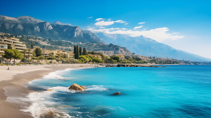 French Charm: Azure Coast - Beaches, Palms & Bustling Markets - obrazy, fototapety, plakaty