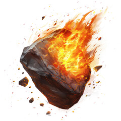 Asteroids are flying , burning flying little stone isolated on transparent png.
