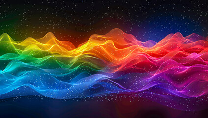 Abstract wave design with glowing lines, merging technology with futuristic art
