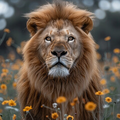 Obraz premium Lion Looking At Camera Lens