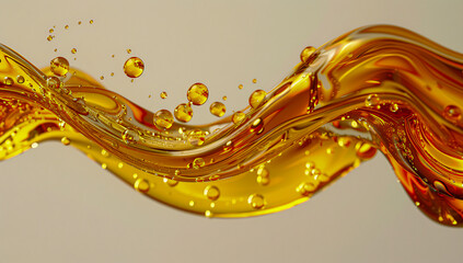 Golden droplets in water, an abstract representation of liquid gold and luxury
