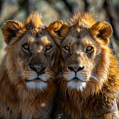 Obraz premium Lion Looking At Camera Lens