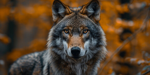 Fototapeta premium Wolf Looking At Camera Lens