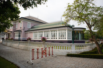 landscape view of Bang Pa-In Palace is ancient palace back to Ayutthaya era at Ayutthaya