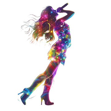 dancing girl in blue transparent background png isolated on white background
