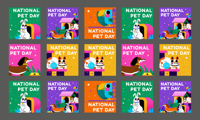 national pet day social media template vector design
