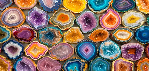 Poster Colorful agate slices, a beautiful natural pattern of geology and minerals in design © Jannat