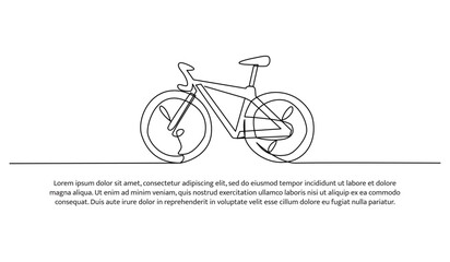 Continuous line design of Mountain bike.One line decorative elements drawn on a white background.
