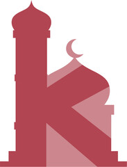 Mosque Silhouette Letter Alphabet K