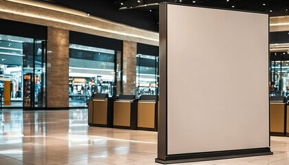 Vertical advertising sign mockup in a mall with empty display space - 764437394
