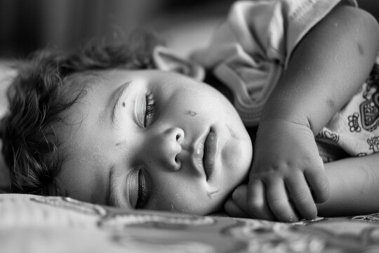 The silent beauty of a sleeping baby with clubfoot, focusing in close-up on the innocence and potential for a healthy future