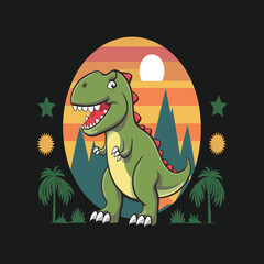 Obraz premium Dinosaur t-shirt design template. Dinosaur vector design for t shirt printing