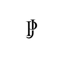 Initial Letter Logo. Logotype design. Simple Luxury Black Flat Vector PJ JP