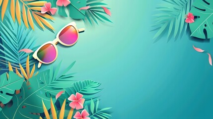 Obraz na płótnie Canvas summer plants and flower background illustration