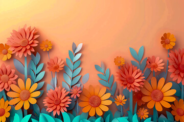 Fototapeta na wymiar Bright and Fresh Floral Design, Spring Blossoms on a Modern Invitation Card