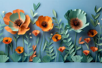 Spring Floral Origami, Colorful Paper Craft and Blossom Design