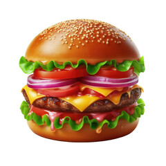 Burger on transparent background with clipping path 