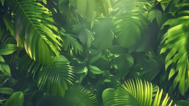 Tropical leaves background Palm branches Realistic leaves