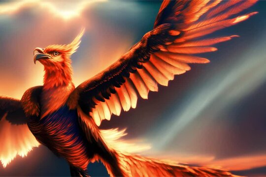 fiery phoenix in the sky