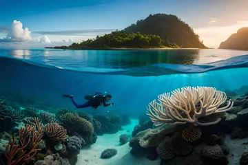 Fotobehang coral reef and sea © Hammad
