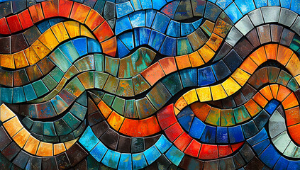 Colorful mosaic pattern, an artful combination of design and texture - obrazy, fototapety, plakaty