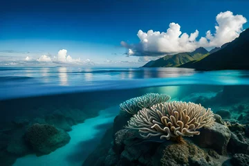 Gordijnen coral reef and fish © Hammad