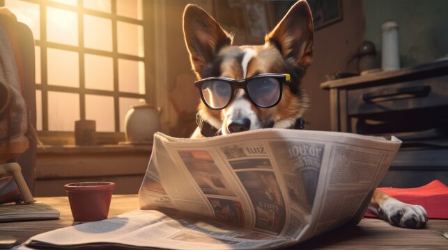 dog reading a newspaper,Cute abstract pictures and pets