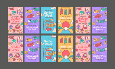 golden week festival vector illustration flat design