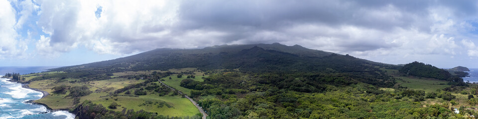 Fototapeta na wymiar An aerial panorama of eastern Maui near Hana.