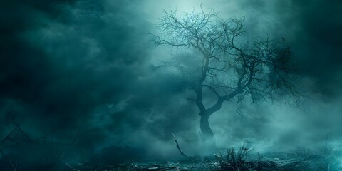 Nightmarish landscape with insect-like shapes in a dark and eerie realm. Concept Dark Fantasy, Nightmarish Setting, Insect-like Shapes, Eerie Atmosphere, Haunting Landscapes - obrazy, fototapety, plakaty