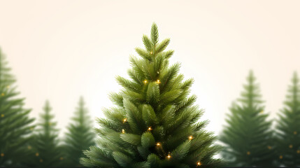 Christmas pine branches and holiday bokeh lights