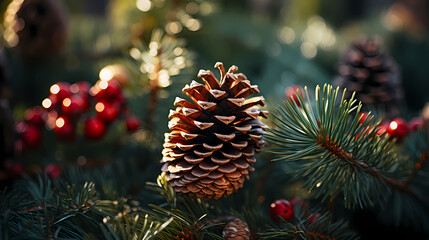 pinecones, blurred background