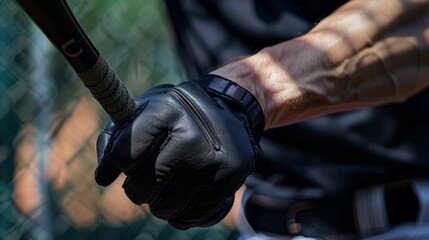 Fototapeta na wymiar The ritualistic tightening of batting gloves before gripping the bat.