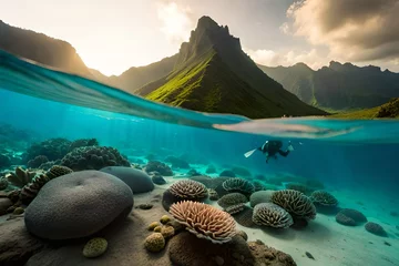 Foto op Plexiglas anti-reflex coral reef and sea © Hammad