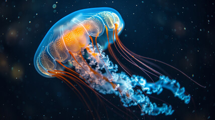 Naklejka premium A jellyfish is floating in the water