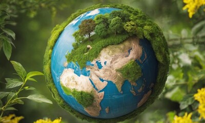 Obraz na płótnie Canvas Environmental protection, ecology, globe planet