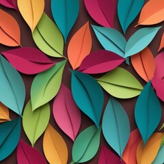 Lots of Floral Leaves with Gradient, Top View. Abstract Colorful Cut Paper Overlay Paper Texture, Banner Background 