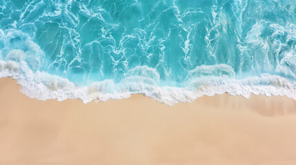 Fototapeta na wymiar Beautiful Sandy Beach and Soft Blue Ocean Wave: Serene Coastal Scene