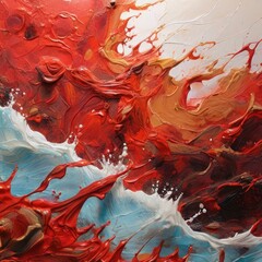 red cells flowing into the water