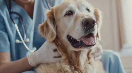 veterinarian with dog