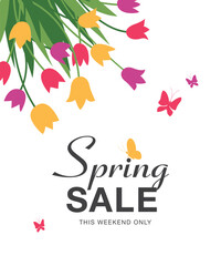 spring sale banner layout template design, vector illustration