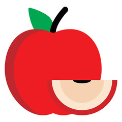 Red apple icon vector llustration  and Apple Slice on a white background.